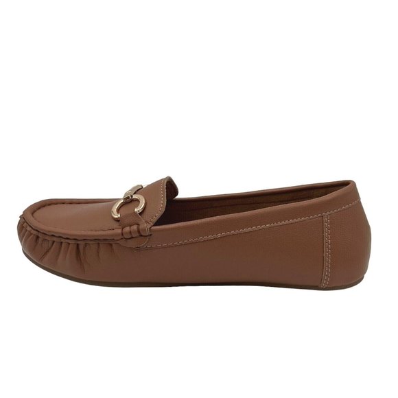 Aerosoles Womens Loafers Size 7.5-9 Wide Cognac Vegan Leather Cushioned Shoes - Picture 3 of 15